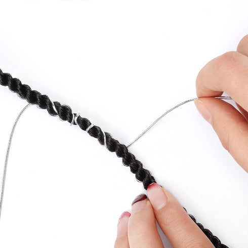 Silver Dreadlock Braids Hair Accessories, 2 Pieces 5M Braiding Hair Deco Stretchable Elastic Cord
