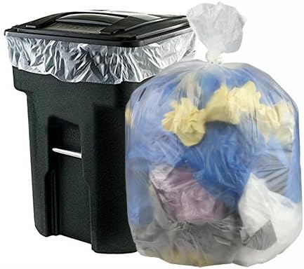18 Gallon Large Clear Garbage Trash Bags, 70 Counts, Yard Waste Bags