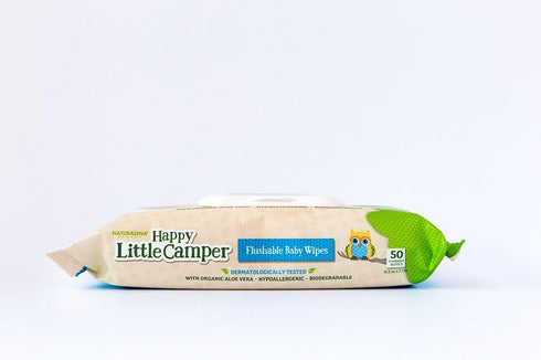 Happy Little Camper Natural Flushable Wet Wipes, 600 Count, Aloe Vera and Vitamin E, Hypoallergenic