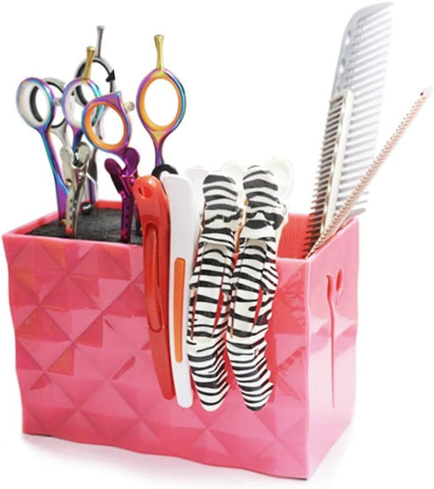 Shear Holder for Groomer, Large Capacity Hairdressing Tools Storage Case, Red Double Case for Scissors Combs Clips