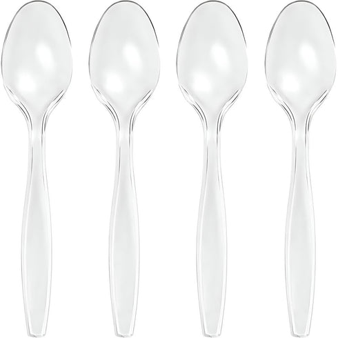 Premium Disposable Clear Plastic Teaspoons (50 Count) | Transparent, Durable, and Convenient for Parties, Events, and Everyday Use