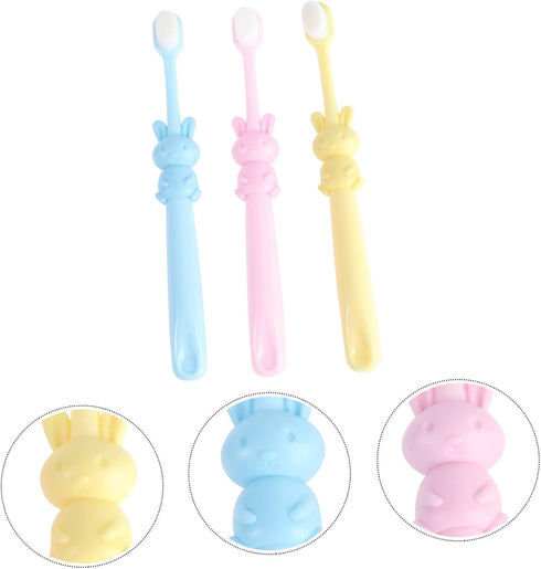 Ipetboom 3pcs Soft Bristle Boys and Girls Toothbrushes Adorable Design for Years Ergonomic Grip for Hands Included
