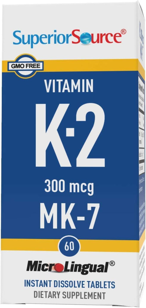 Superior Source Vitamin K2 MK-7 (Menaquinone-7), 300 mcg, Quick Dissolve MicroLignual Tablets, 60 Count