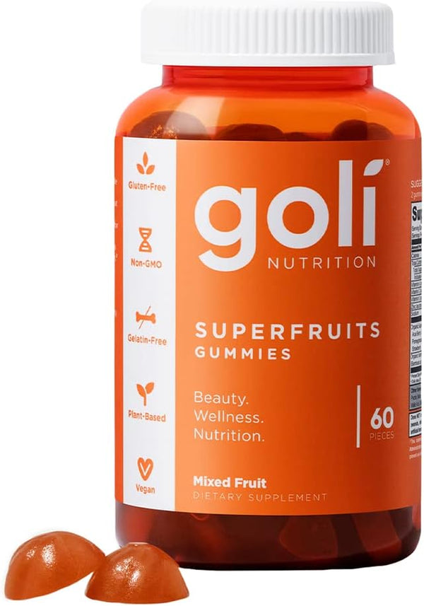 Goli Nutritional Supplement, SuperFruits Beauty Gummy Vitamin, 60 Count, Vegan & Gluten-Free