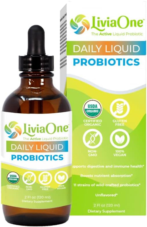 Daily Liquid Probiotics, USDA-Certified Organic, 2 Fl Oz, Allergen- and Gluten-Free Vegan