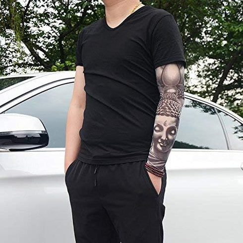 Tvoip Fake Temporary Tattoo Sleeves - Unisex Dark Set, Pack of 6 for Men and Women