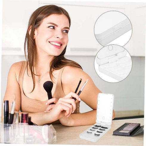Travel Makeup Brush Set with LED Light Mirror - Portable Makeup Brush Set for Foundation and Powder