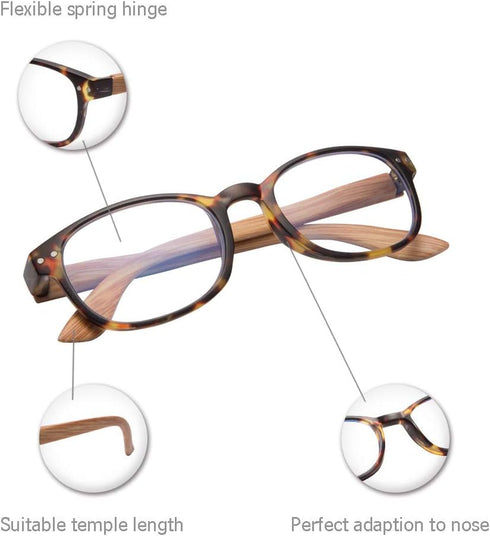 EYEGUARD 4 Pack Reading Glasses - Blue Light Blocking Spring Hinge Readers for Women and Men