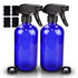 Wedama 2 Pack Blue Glass Spray Bottles, 16oz for Cleaning Solutions and Essential Oils, Refillable with Adjustable