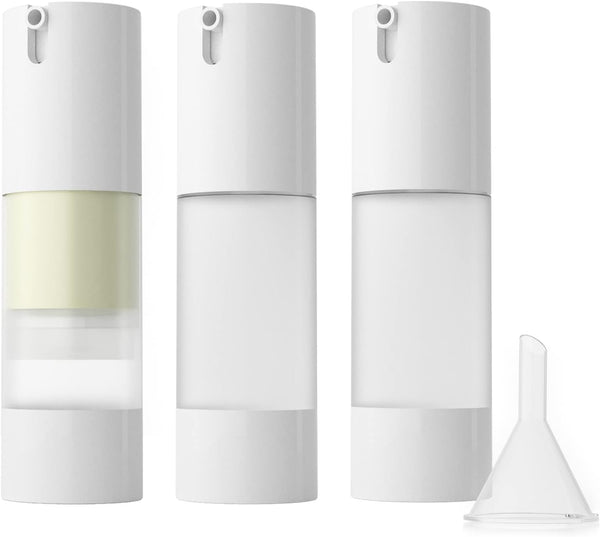 LONGWAY 3pcs Refillable Airless Pump Bottles, Travel Foundation Containers for Hand Sanitizer, Gel, Lotion (1oz/30ml,