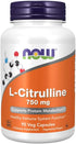 NOW Foods L-Citrulline 750 mg, Supports Protein Metabolism*, Amino Acid, 90 Veg Capsules