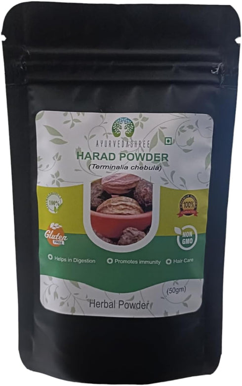 Haritaki Powder 50 Gm, Terminalia Chebula Powder, Ayurvedic Herb for Vata, Vata Kapha & Pitta Balancer, Non-GMO, Gluten