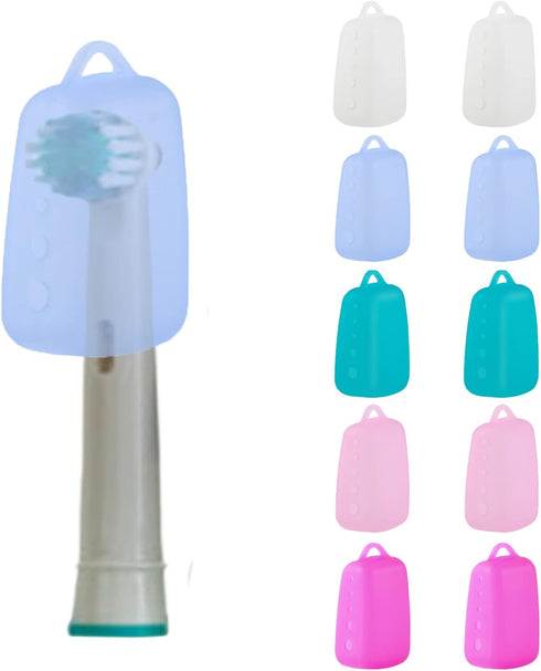 V-TOP 10 Pack Toothbrush Covers Caps, Silicone Portable Tooth Brush Protector for Travel, Home and Outdoor