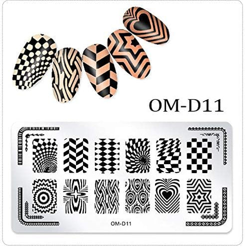 WOKOTO 5Pcs Nail Plates Stamping Set with Classic Geometric Stars Nail Art Kit