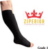 Ziperior 30-40 mmHg 3 Open Toe Inside Leg Calf Zipper Grade Compression Socks
