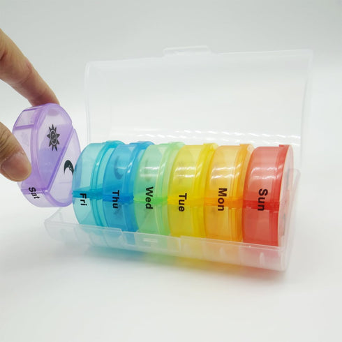 Wopanxye 2 7-Day Medical Box Travel Pill Organizer Case, Times a Day, Large AM/PM Weekly Pill Dispenser Planner