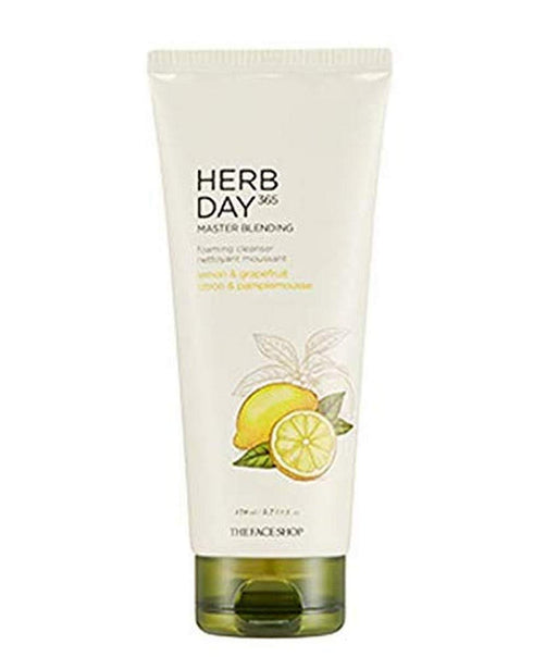The Face Shop Herb Day 365 Master Blending Cleansing Foam - Lemon & Grapefruit, 5.7 Fl Oz, Skin Residues Removal