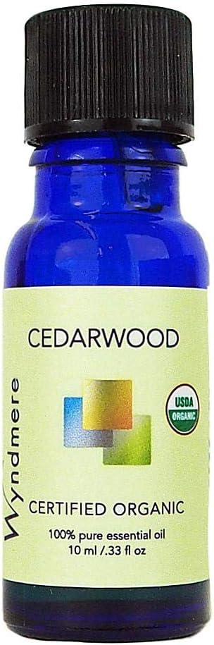 Wyndmere Cedarwood Essential Oil - Certified Organic, 100% Pure Therapeutic Quality, 10ml Made in USA
