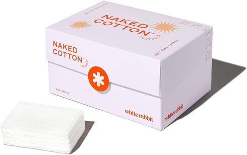 White Rabbit - NAKED COTTON Textured Facial Cotton Pads – 100% Cotton, Lint-Free, for Makeup Remover, 200 Count