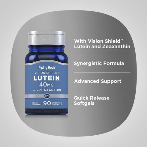 Piping Rock Lutein 40mg with Zeaxanthin, 90 Softgels - Eye Health Vitamins, Non-GMO, Gluten Free