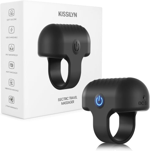 KISSILYN Mini Finger Massage Ball, Waterproof Rechargeable Multifunctional Massager (Black)