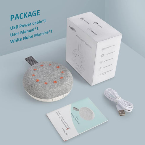 HEAVTUEN 40 White Noise Machine,Portable Sound Machine with Soothing Sounds, USB Rechargeable,Sleep Sound Timer & Night