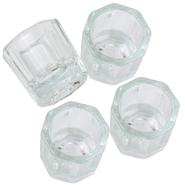 Karlash Nail Art Acrylic Liquid Powder Dappen Dish, Glass Crystal Cup Tools, Pack of 4