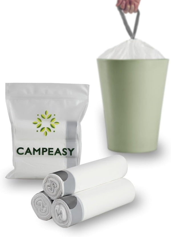 4 Gallon High Density Polyethylene (HDPE) Trash Bags, Extra Thick, 60 Count, No Leaking, White