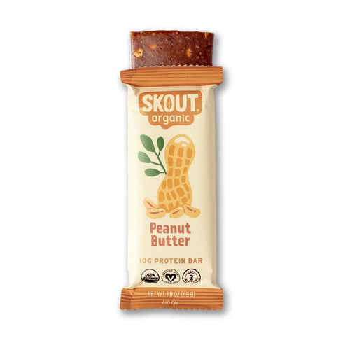 Skout Organic Plant-Based Protein Bars, Peanut Butter (12 Pack) – 10g Protein, Vegan, Gluten Free