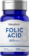 Piping Rock Folic Acid 800 mcg | 250 Vegetarian Tablet Capsules | Non-GMO, Gluten Free Supplement