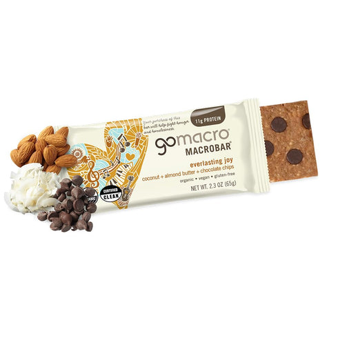 GoMacro MacroBar Organic Vegan Protein Bars - Coconut + Almond Butter + Chocolate Chips, 2.3 Ounce Bars, 12 Count