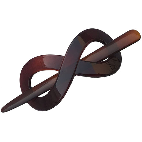 Parcelona French Infinity Hair Slider Pin, 3 1/2" Brown Tortoise Shell Barrette Clip for Fine Hair