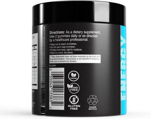 Pre Workout Gummies, 60 Gummies, 30 Servings | Supports Energy Levels, Boosts Performance, Natural Beet Root, Blue
