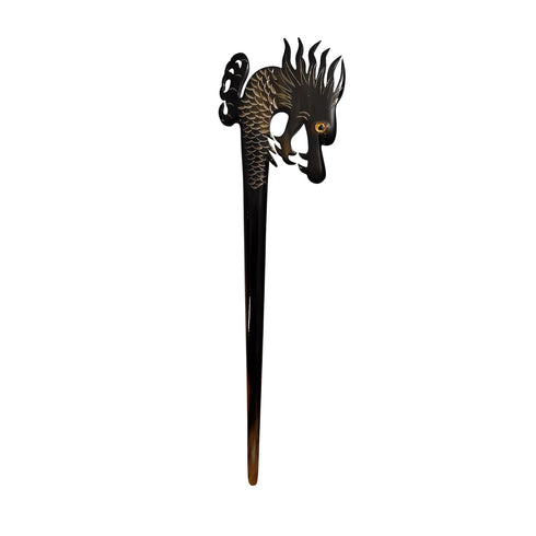 Marycrafts Horn Dragon Carved Hairstick Hair Accessories for Women (Set of 2 Pcs, Black)