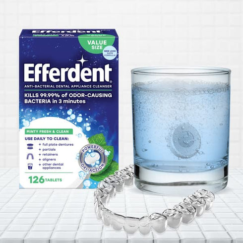 Efferdent 44 Count Retainer Cleaning Tablets, Minty Fresh Denture Cleaning Tablets for Dental Appliances (Pack of 2)