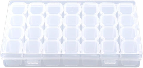 Adjustable 28 Slots Clear Plastic Medicine Pill Jewelry Organizer Storage Box Container,Bead Organizer Craft Organizer Box Pill Organizer Suitable for Pills,Earrings