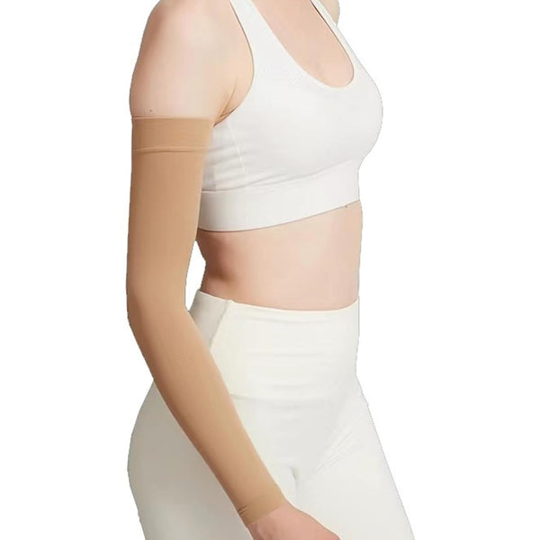 Arm Compression Sleeve for Men Women, 20-30 mmhg Full Arm Support for Pain Relief (Beige, X-Large)
