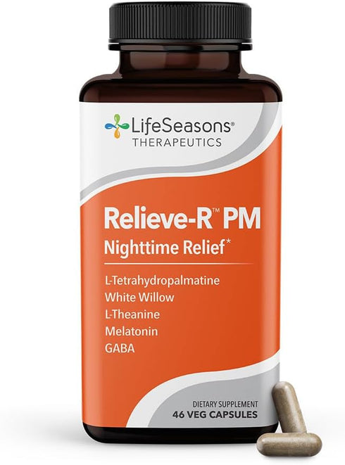 LifeSeasons Relieve-R PM, Eases Nighttime Aches & Discomfort, Supports Natural Sleep Cycles, 46 Capsules