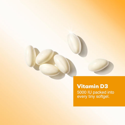 D Vitamin 5000 IU Vitamin D3 Softgels, 60 Softgels, High Potency for Bone Health, Muscle, & Immune Support