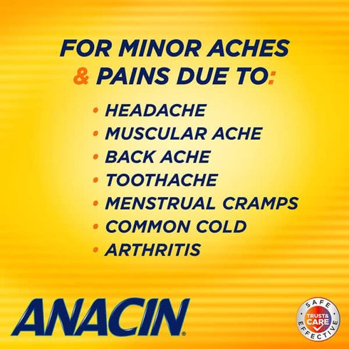 Anacin Fast Pain Relief Aspirin Tablets, 300 Tablets (Pack of 3)