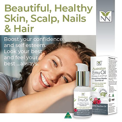 Y-Not Natural Ultra Pure Australian Emu Oil, Luxury Emu Oil 60 mL, Infused with Rose Wardia, Ultimate Moisturizer