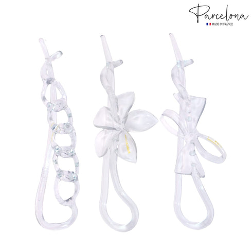 Parcelona French Twist n Clip Hair Barrette - Flower, Bow, and Chain 4" Non Slip Hair Accessories