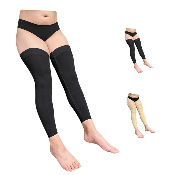 Ziperior No Foot 20-30 mmHg Compression Inside Leg Zipper Wide Calf Thigh High