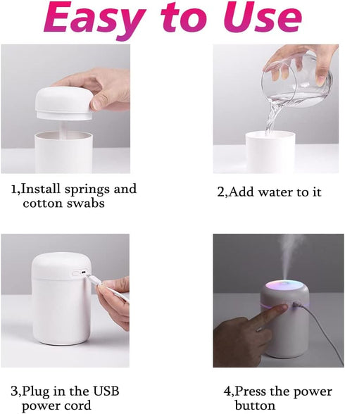 Colorful Cool Mini Humidifier, Essential Oil Diffuser, USB Personal Desktop Humidifier, Navy Blue