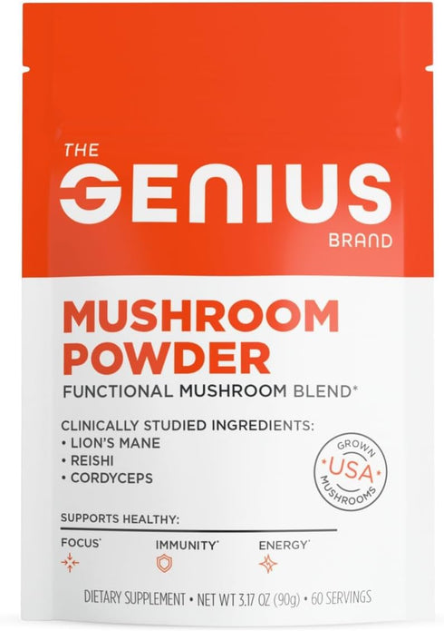The Genius Brand Mushroom Powder - Includes Lion's Mane, Cordyceps & Reishi