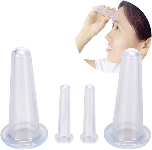 Tustao 4Pcs Set Set Transparent Massage Cupping Facial for Face Silicone Mini Facial Face Helper Skin Care Neck Back