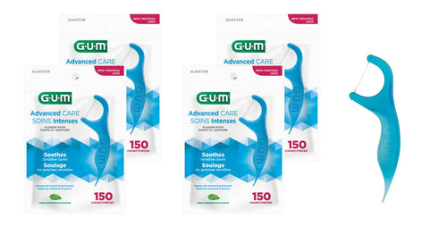 GUM 888JC Advanced Care Flossers, Fresh Mint with Vitamin E & Fluoride, 150 Count (Pack of 4)