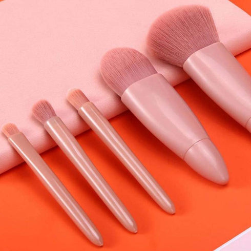 COSHINE Easy-taken Travel Makeup Brush Set, 5pcs Mini Complete Function Cosmetic Brushes Kit with Mirror