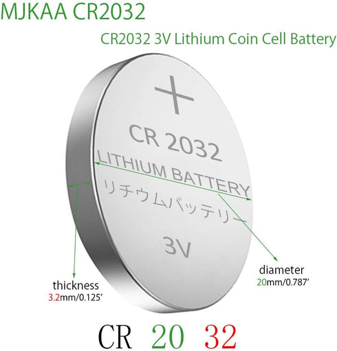ECR2032 3V Lithium Coin Cell Battery CR2032, 100 Pack