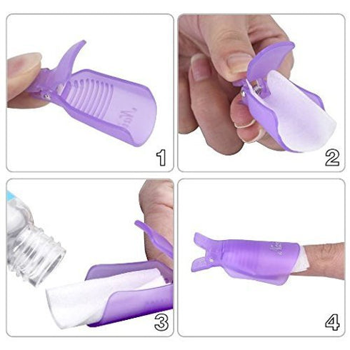 HiMo 10PC Black Plastic Acrylic Nail Art Soak Off Cap Clip UV Gel Polish Remover Wrap Tool